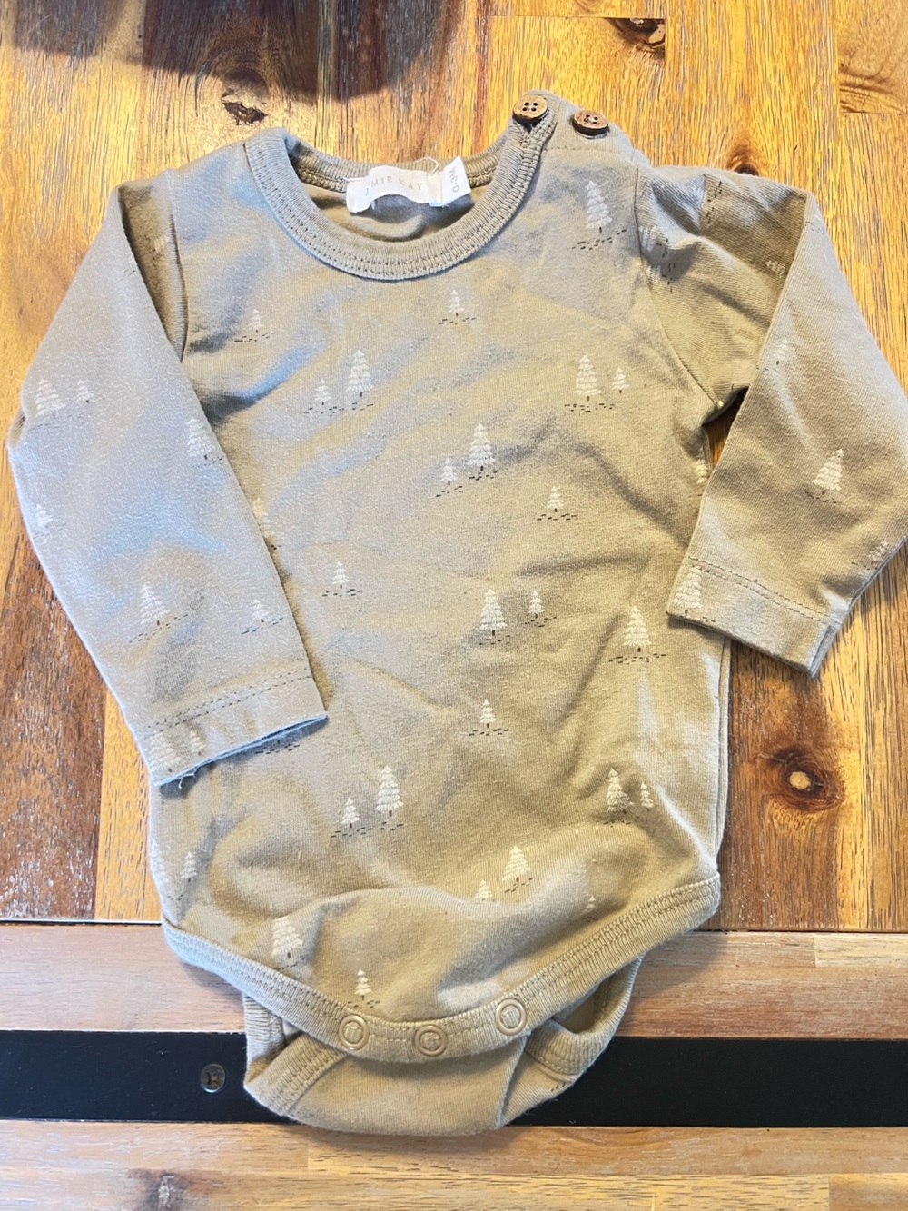Jamie Kay Olive Green Long Sleeve Bodysuit with Tiny Tree Print